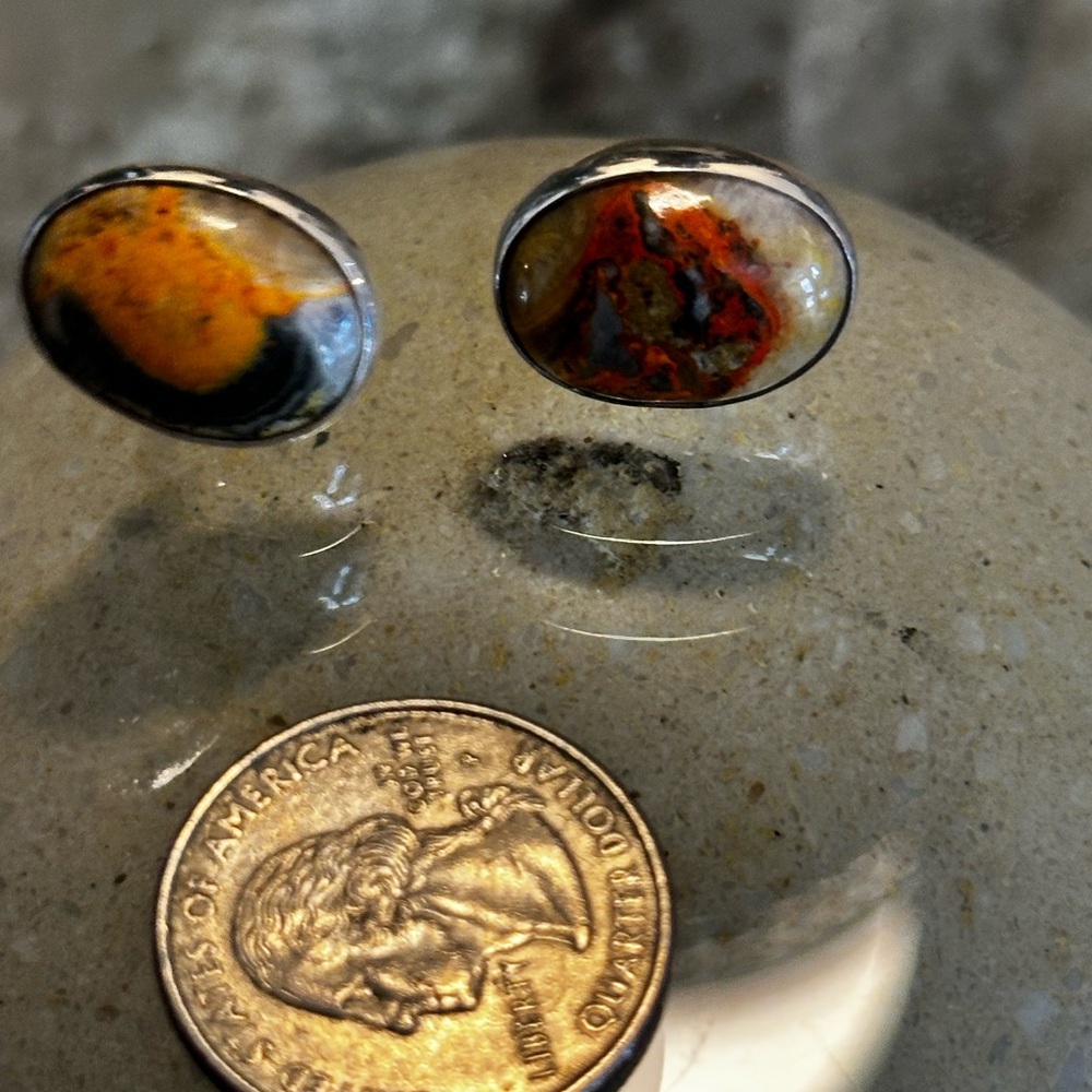 Native made bumble bee Jasper and sterling silver stud earrings